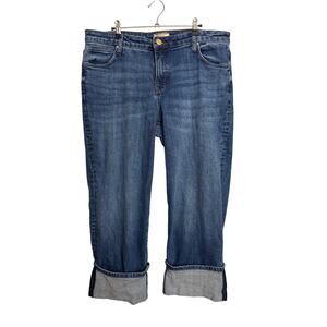 Kut from the Kloth Jeans Womens 14W Sienna Blue High Rise Wide Leg Cuffed